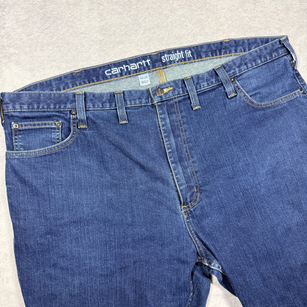 Carhartt Straight Fit Rugged Flex Dark Wash Denim Jeans Men 44x32 Made in Mexico